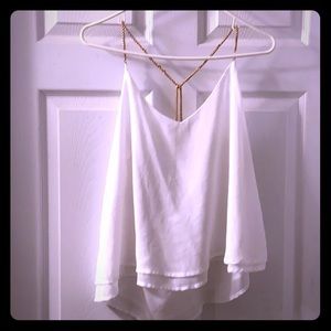 White blouse with chain straps